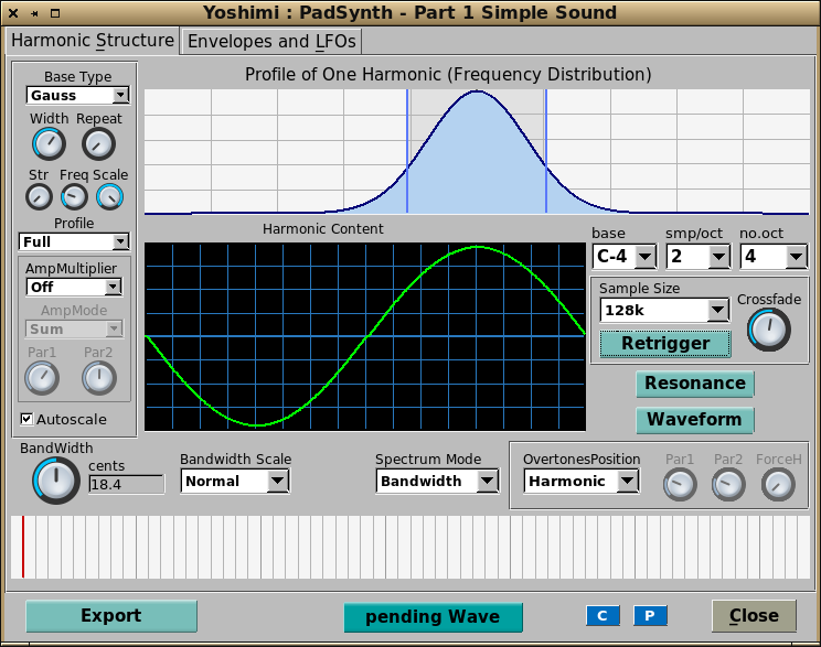 PadSynth Harmonics Window